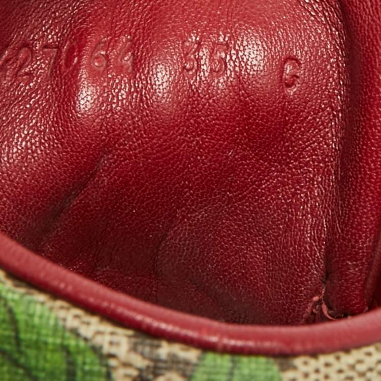 Pre Owned Gucci Size 35 Floral GG Monogram Canvas and Leather High Top Sneakers