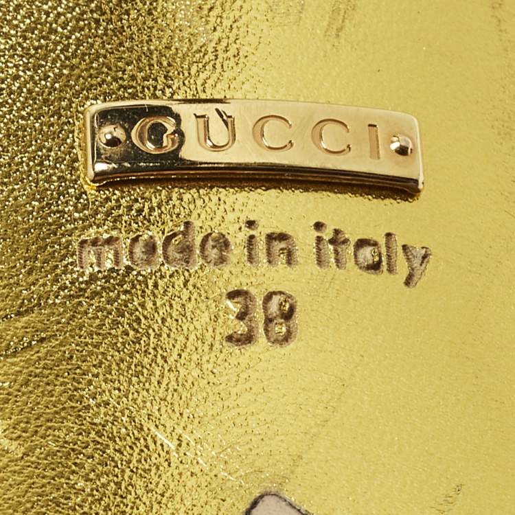 مملوكة مسبقًا Gucci Unia Size 38 Metallic Leather Studded Mary Jane Pumps