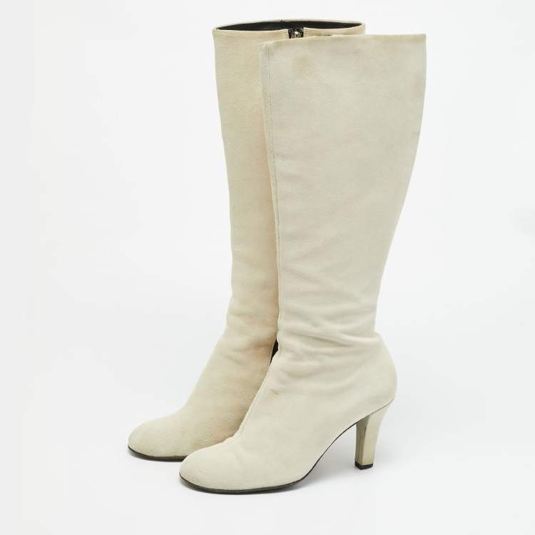 Pre Owned Gucci Size 39 Grey Suede Knee Length Boots