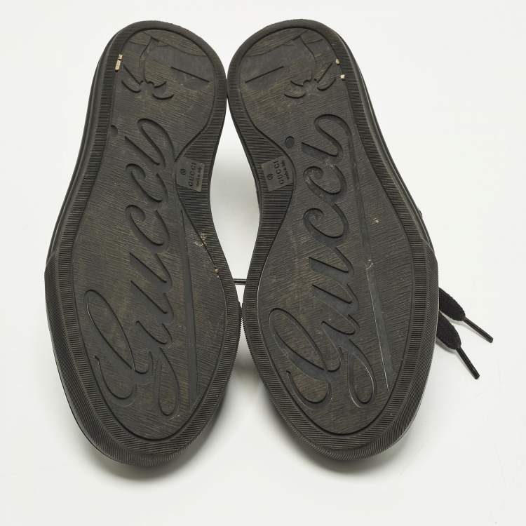 Pre Owned Gucci GG Size 36 Grey/Black Canvas and Leather Lace Up Sneakers