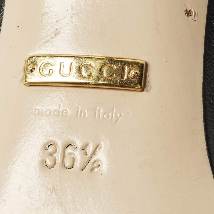 Pre Owned Gucci Sylvie Size 36.5 Black Leather Web Slingback Pumps