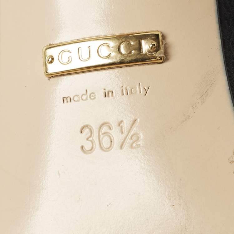 Pre Owned Gucci Slyvie Size 36.5 Black Leather Chain Mules