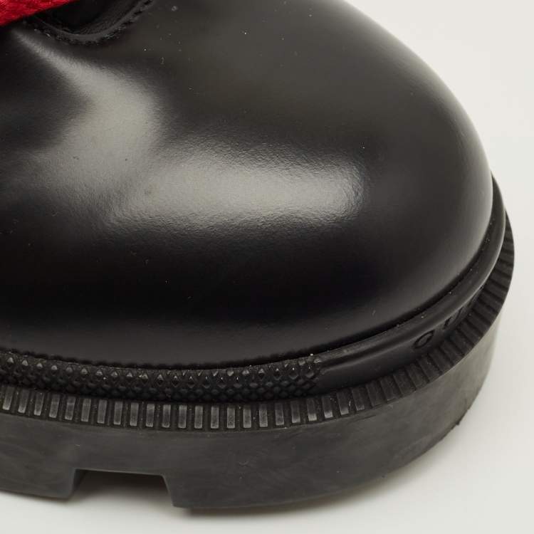 Pre Owned Gucci Size 40 Black Leather  Faux Pearl Embellished  Ankle Length Boots