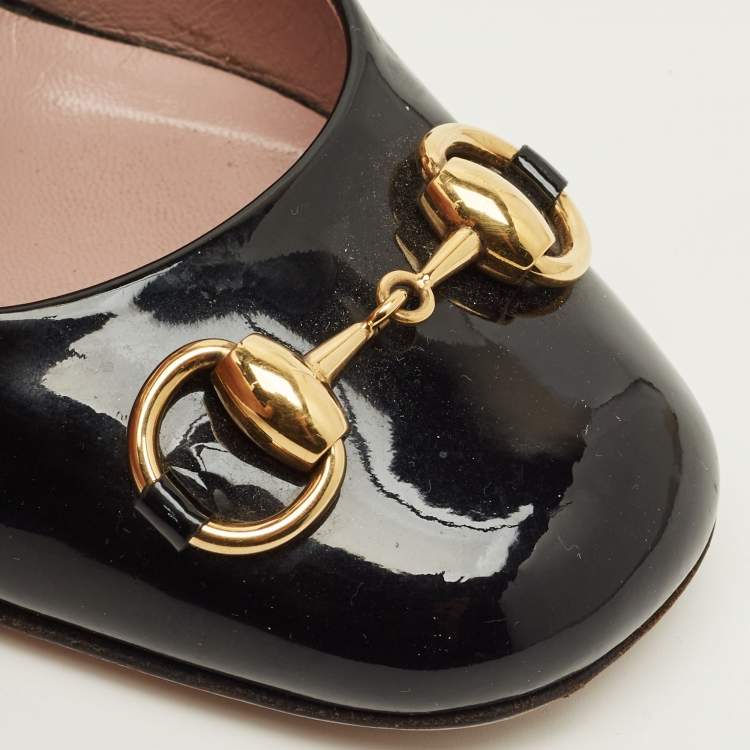 Pre Owned Gucci Jolene Size 36.5 Black Patent Leather Pumps
