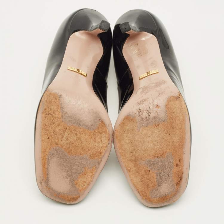 Pre Owned Gucci Jolene Size 36.5 Black Patent Leather Pumps