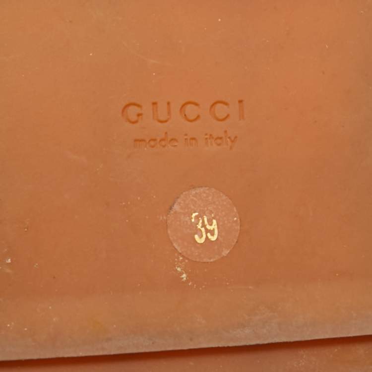 Pre Owned Gucci GG Size 39 Burgundy/Beige Canvas Platform Slide Sandals