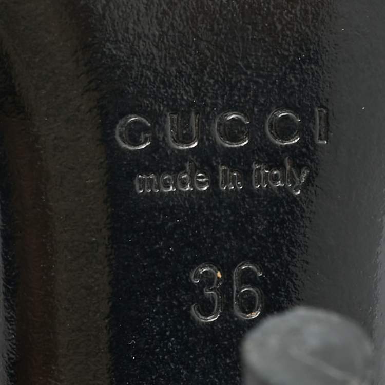 Pre Owned Gucci Size 36 Black Leather Peep Toe Pumps