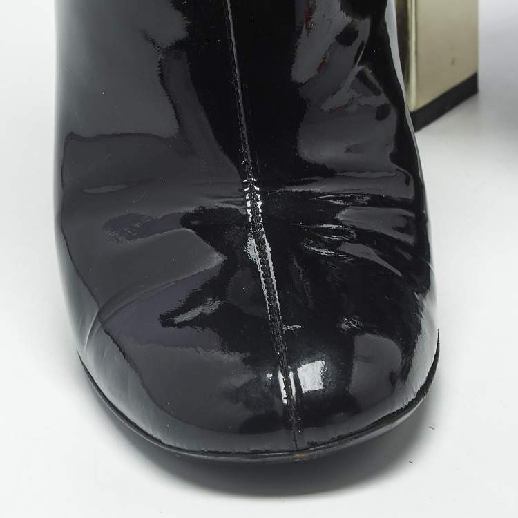 Pre Owned Gucci Vernice Soft Size 35.5 Black Patent Leather Ankle Length Boots