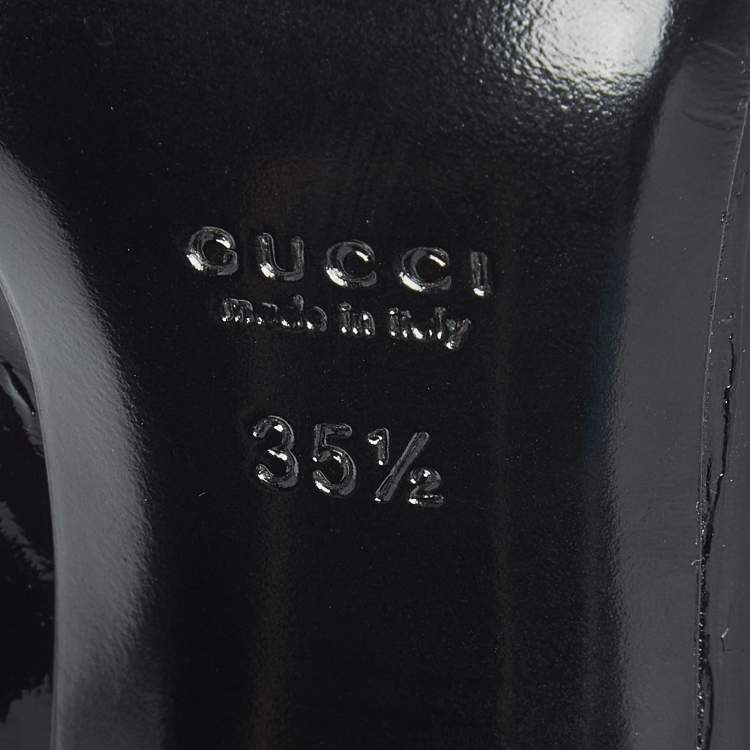 Pre Owned Gucci Vernice Soft Size 35.5 Black Patent Leather Ankle Length Boots