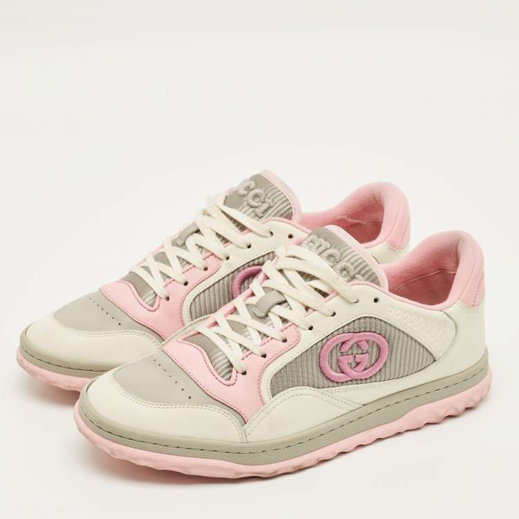 Pre Owned Gucci mac80 Size 39.5 Tricolor Fabric and Leather Lace Up Sneakers