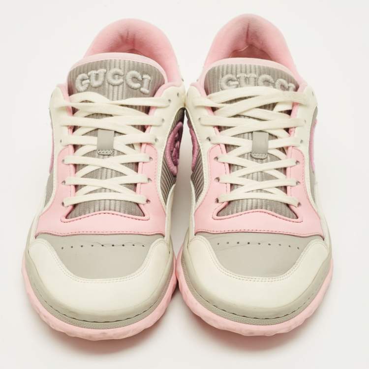 Pre Owned Gucci mac80 Size 39.5 Tricolor Fabric and Leather Lace Up Sneakers