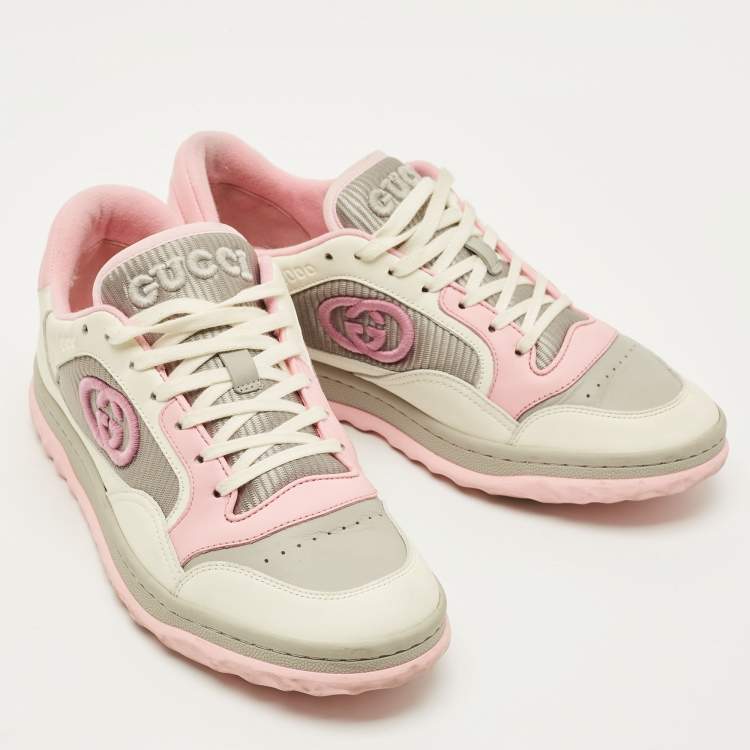 Pre Owned Gucci mac80 Size 39.5 Tricolor Fabric and Leather Lace Up Sneakers