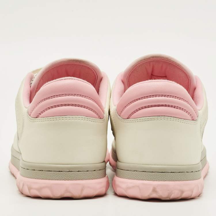 Pre Owned Gucci mac80 Size 39.5 Tricolor Fabric and Leather Lace Up Sneakers