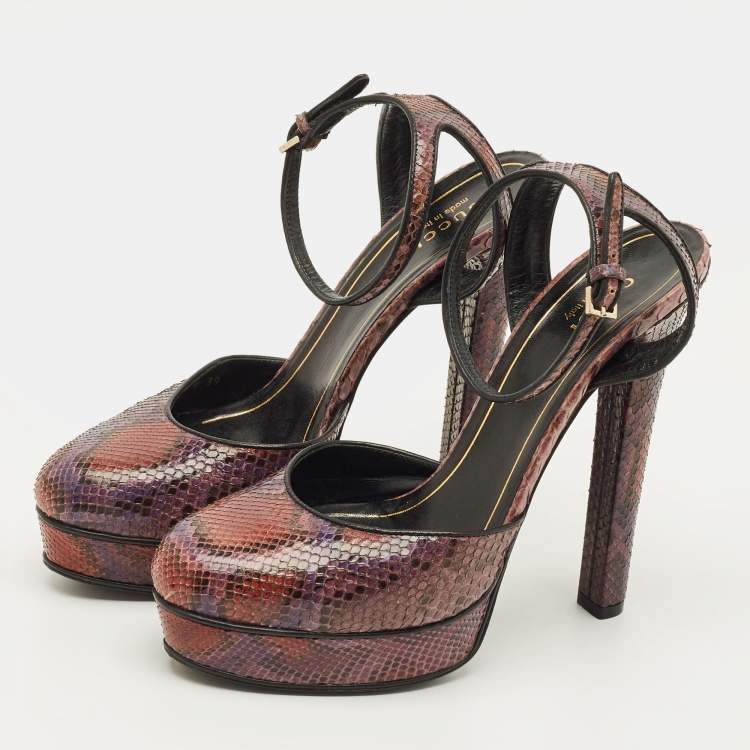 مملوكة مسبقًا Gucci Huston Size 39 Multicolor Snakeskin Leather Pumps
