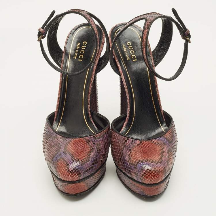 مملوكة مسبقًا Gucci Huston Size 39 Multicolor Snakeskin Leather Pumps