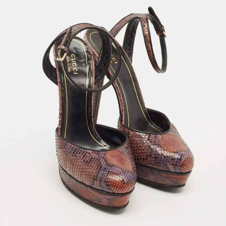 مملوكة مسبقًا Gucci Huston Size 39 Multicolor Snakeskin Leather Pumps