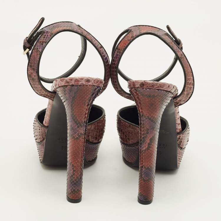 مم لوكة مسبقًا Gucci Huston Size 39 Multicolor Snakeskin Leather Pumps