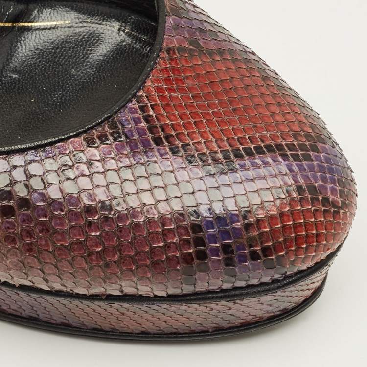 مملوكة مسبقًا Gucci Huston Size 39 Multicolor Snakeskin Leather Pumps