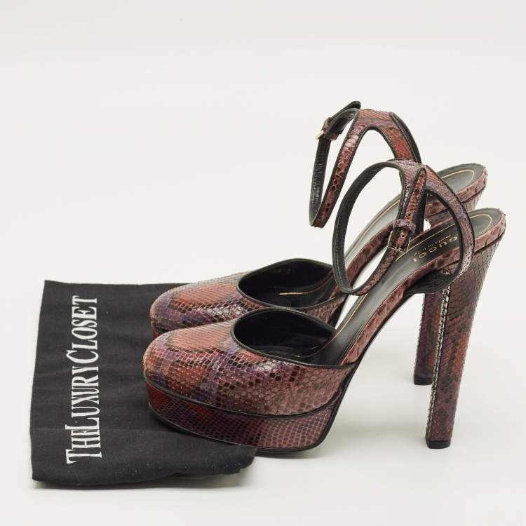 مملوكة مسبقًا Gucci Huston Size 39 Multicolor Snakeskin Leather Pumps