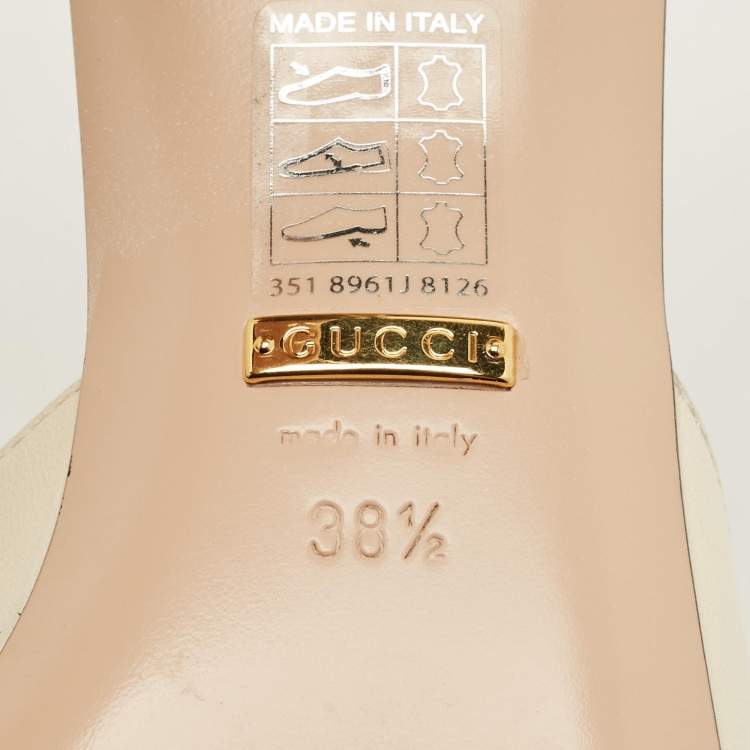 Pre Owned Gucci Blondie Size 38.5 White Leather Slide Sandals