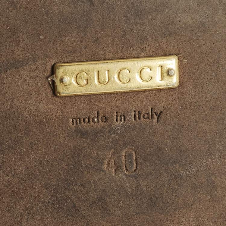 Pre Owned Gucci GG Web Size 40 Black Leather Horse bit Thong  Slingback Flat Sandals