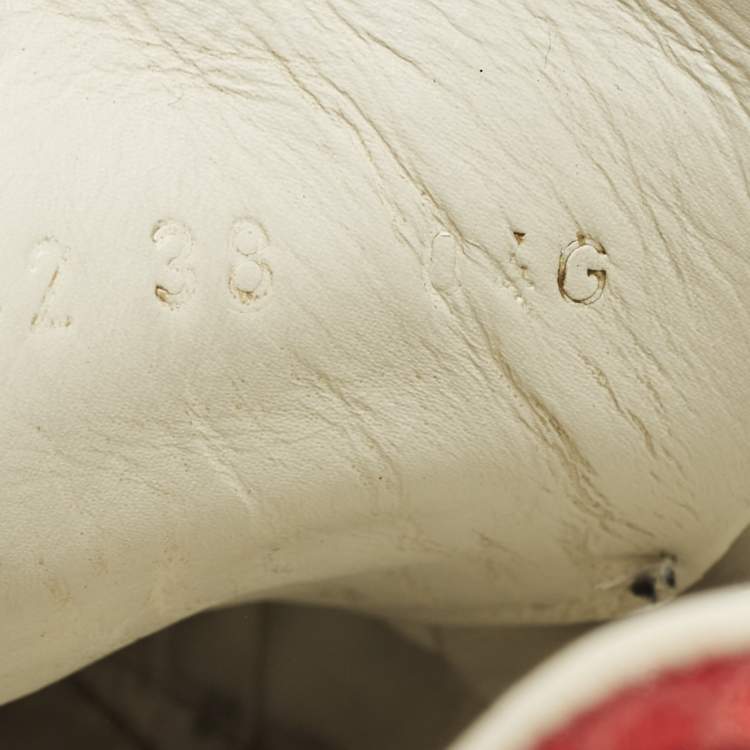 Pre Owned Gucci Ace Web Size 38 White Leather and Python Embossed Low Top Sneakers