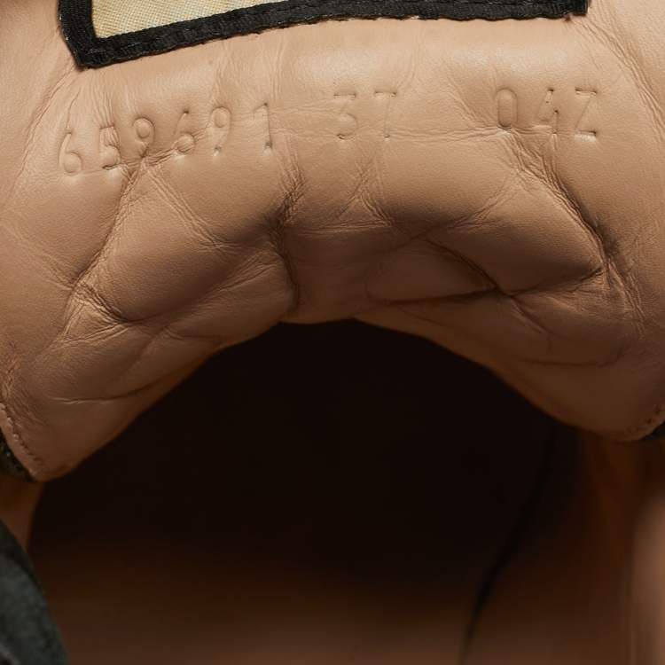 Pre Owned Gucci Size 37 Black Canvas and Leather GG Ankle Boots