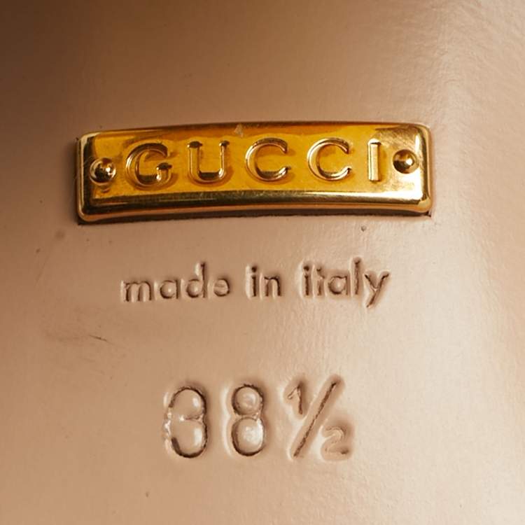 Pre Owned Gucci Horsebit Size 38.5 Cream  Leather Slide Sandals