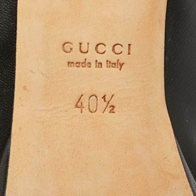 Pre Owned Gucci Guccissima Size 40.5 Black Leather Horsebit Peep Toe Pumps