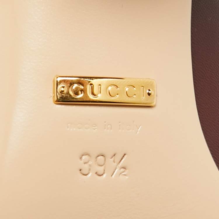 Pre Owned Gucci GG Marmont Size 39.5 Burgundy Leather Block Heel Pumps