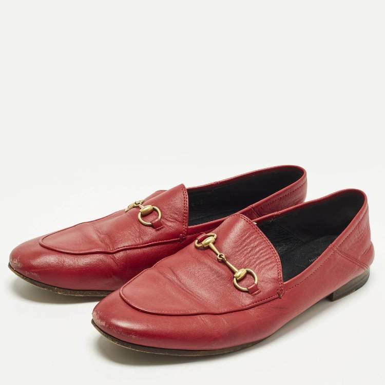 مملوكة مسبقًا Gucci Jordaan Size 41 Red Leather Horsebit Loafers