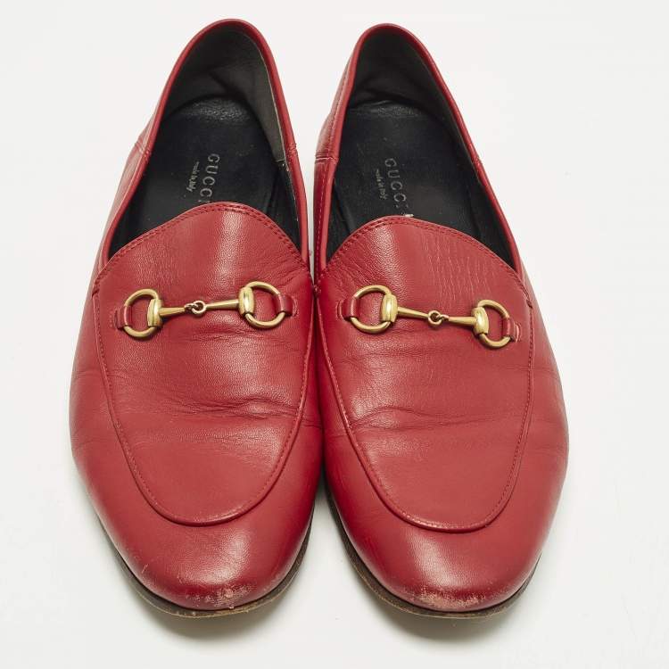 مملوكة مسبقًا Gucci Jordaan Size 41 Red Leather Horsebit Loafers