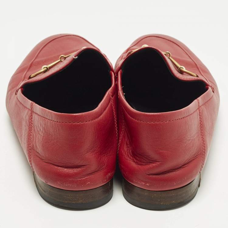 مملوكة مسبقًا Gucci Jordaan Size 41 Red Leather Horsebit Loafers