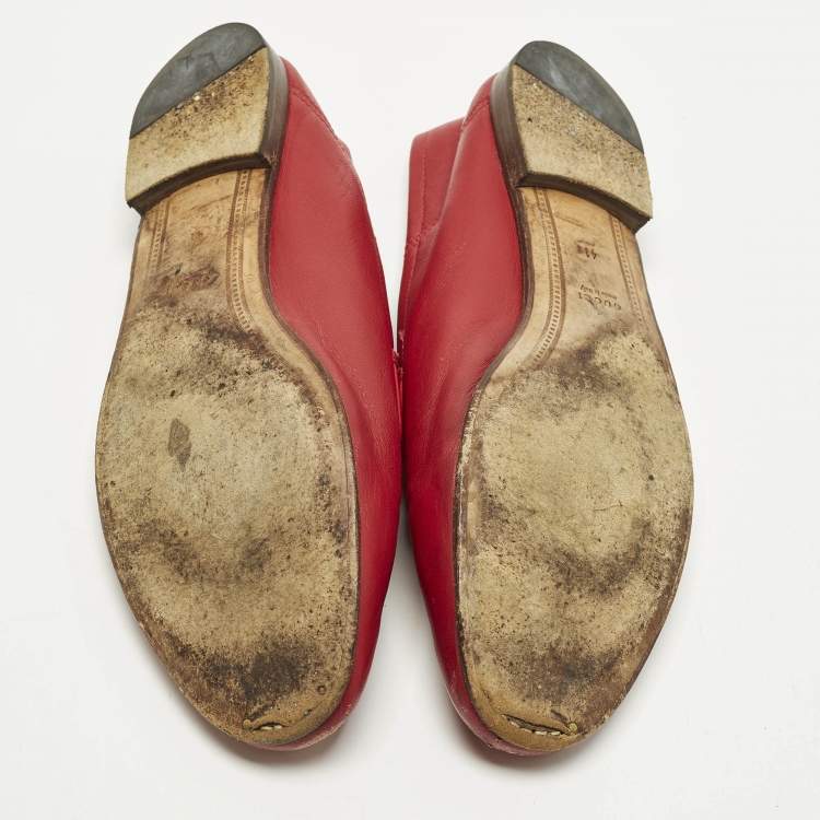 مملوكة مسبقًا Gucci Jordaan Size 41 Red Leather Horsebit Loafers