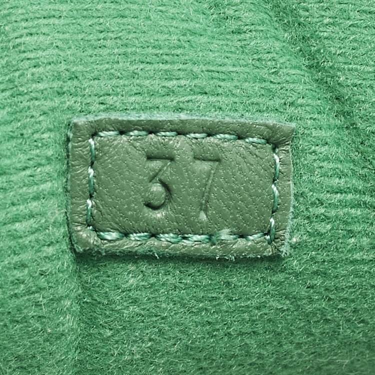 Pre Owned Gucci Mac80 Size 37 Green/White Fabric and Leather Slip On Sneakers