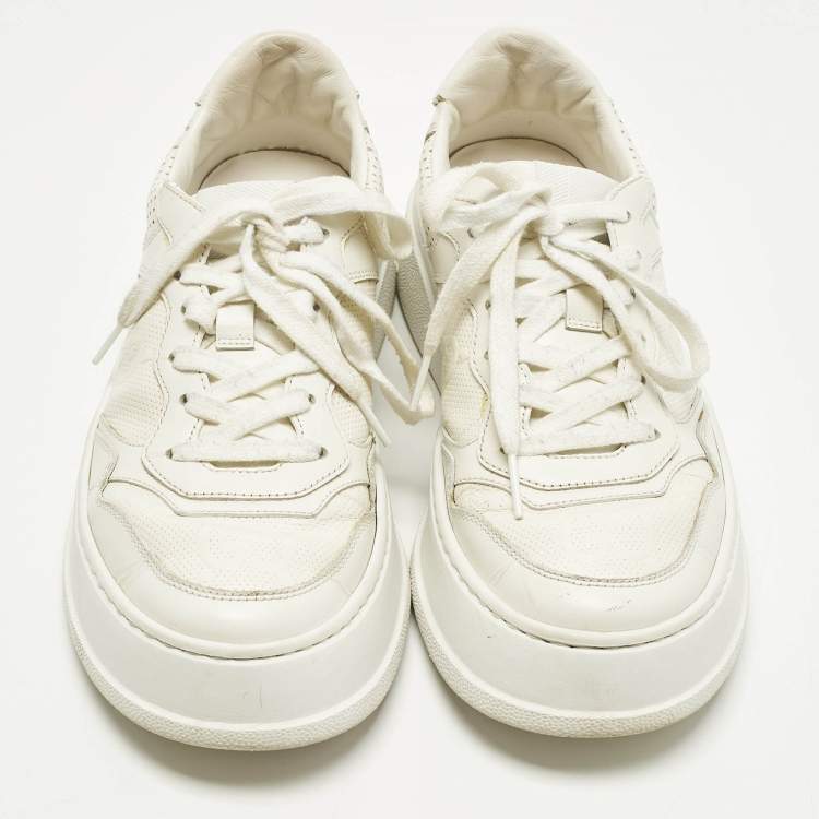 Pre Owned Gucci GG Size 39 White Leather Low Top Sneakers