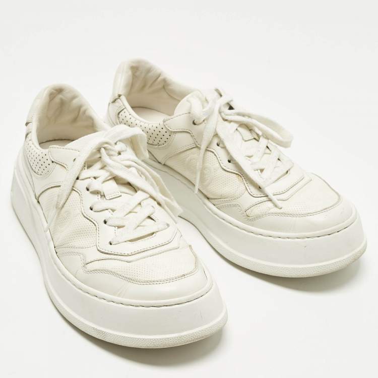 Pre Owned Gucci GG Size 39 White Leather Low Top Sneakers