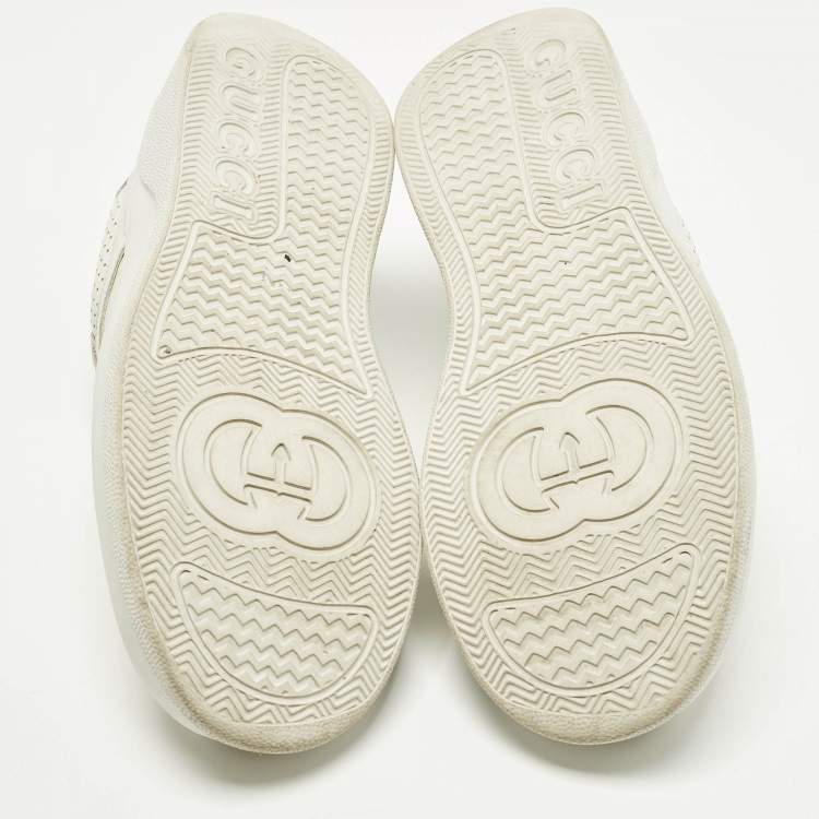 Pre Owned Gucci GG Size 39 White Leather Low Top Sneakers