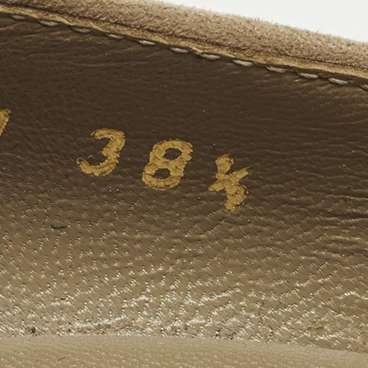 Pre Owned Gucci Horsebit Size 38.5 Grey Patent Leather and Suede Wedge Pumps