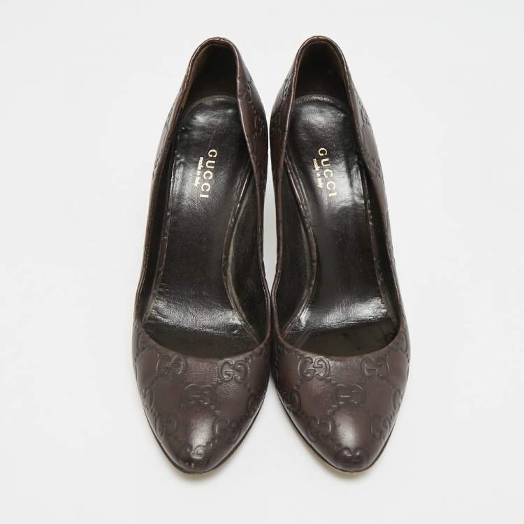 Pre Owned Gucci Horsebit Size 36.5 Brown Guccissima Leather Pumps