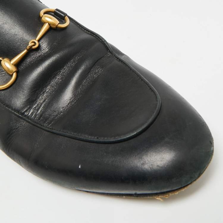 Pre Owned Gucci Princetown Size 39 Black Leather Flat Mules