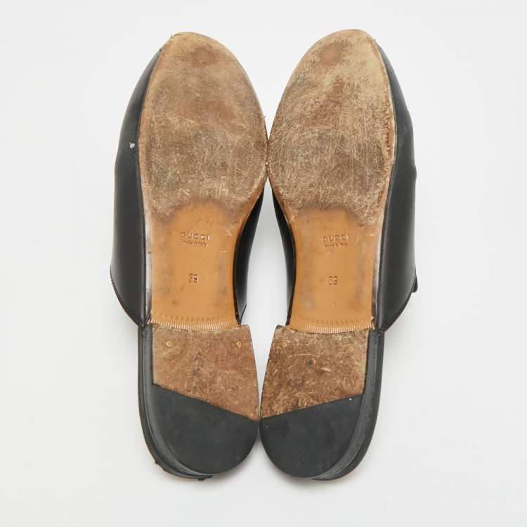 Pre Owned Gucci Princetown Size 39 Black Leather Flat Mules