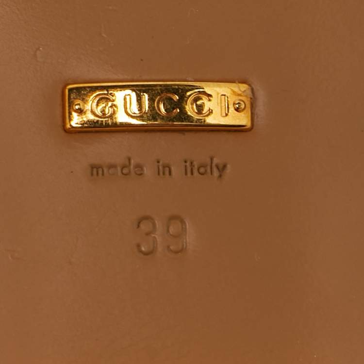 Pre Owned Gucci Size 39 Multicolor Leather Lupe Guccy Embellished Slide Sandals         