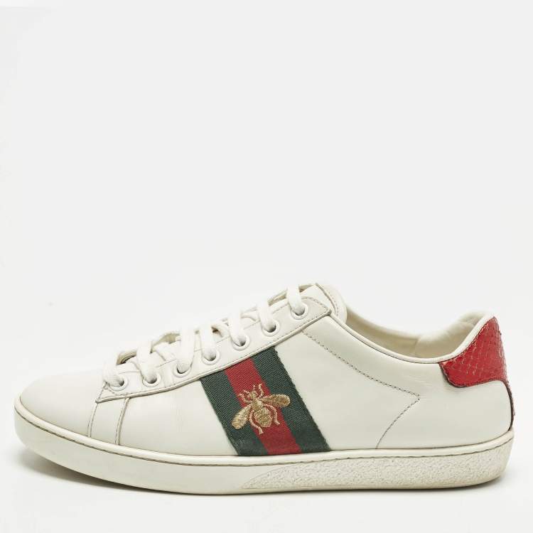 Pre Owned Gucci Ace Size 37 White Leather Low Top Sneakers