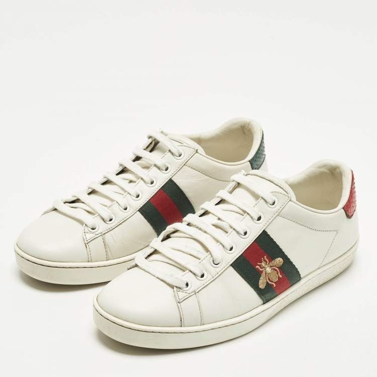 Pre Owned Gucci Ace Size 37 White Leather Low Top Sneakers