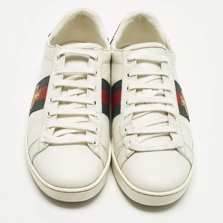 Pre Owned Gucci Ace Size 37 White Leather Low Top Sneakers