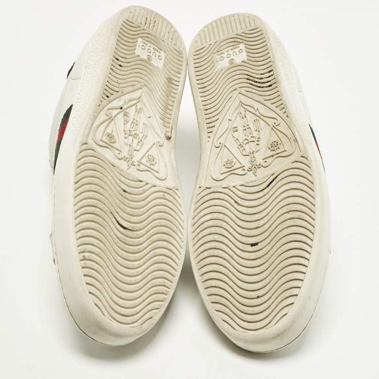 Pre Owned Gucci Ace Size 37 White Leather Low Top Sneakers
