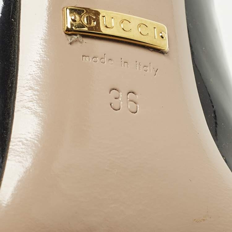 Pre Owned Gucci Horsebit Size 36 Black Patent Leather Peep Toe Pumps