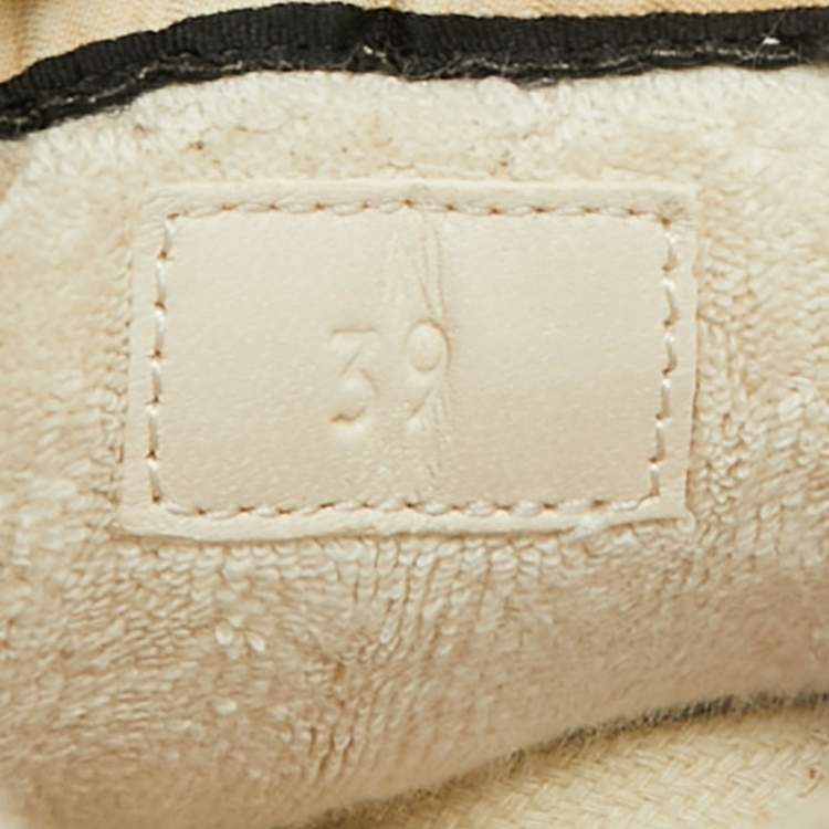 Pre Owned Gucci Screener Size 39 Beige/Green GG Canvas and Nubuck Leather Lace Up Sneakers