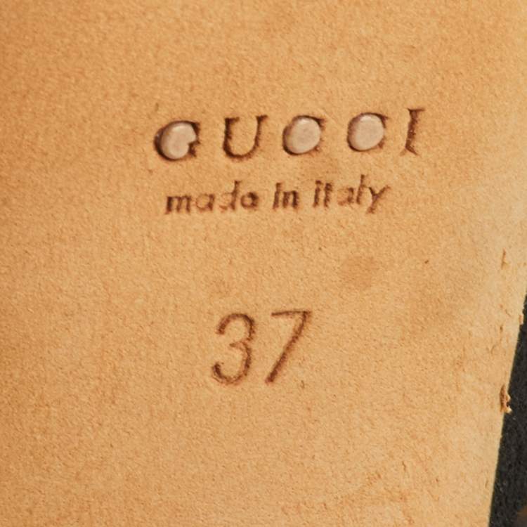 Pre Owned Gucci Size 37 Black Suede Studded Fringe Mid Calf Boots